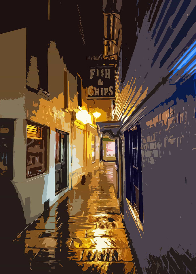 Night town street