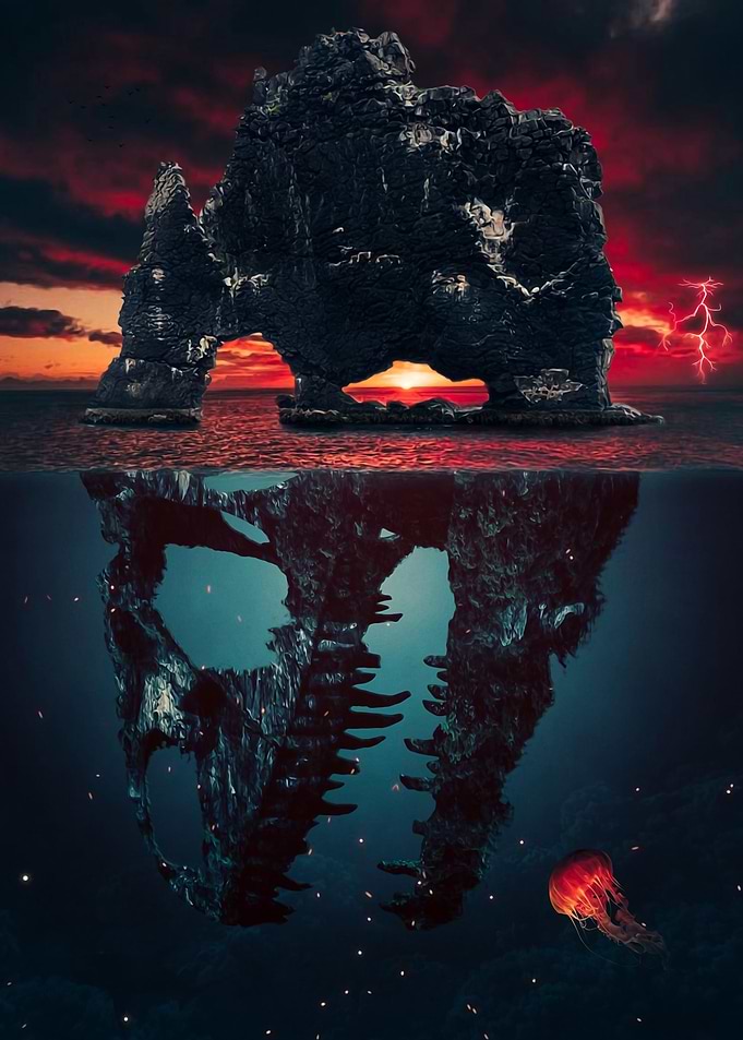 Dinosaur Skull Island Sea