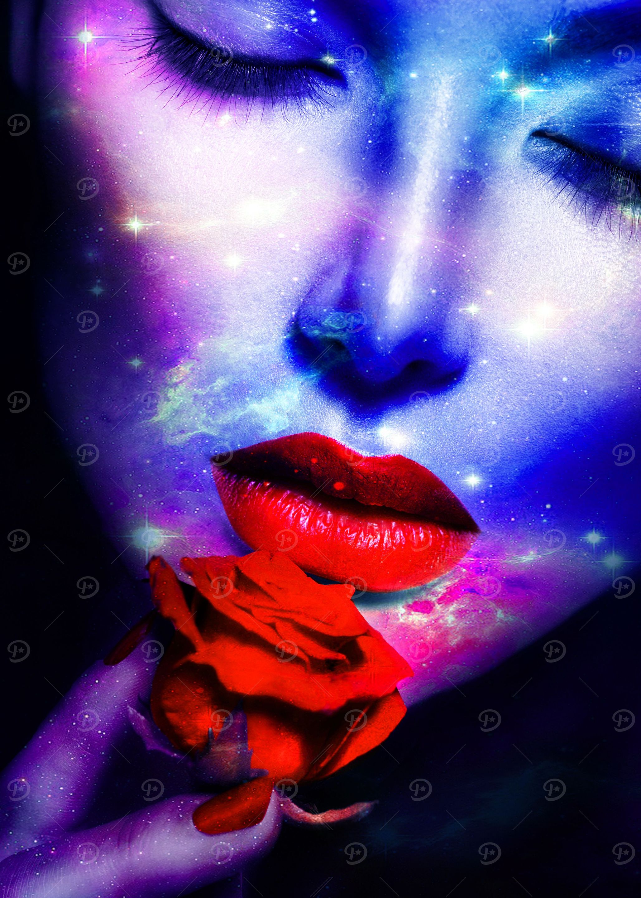 Women with red lips