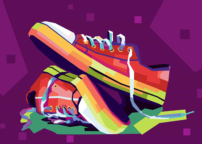 sneakers shoes in popart