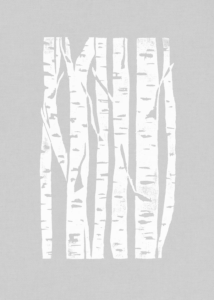 Woodcut Birches Grey
