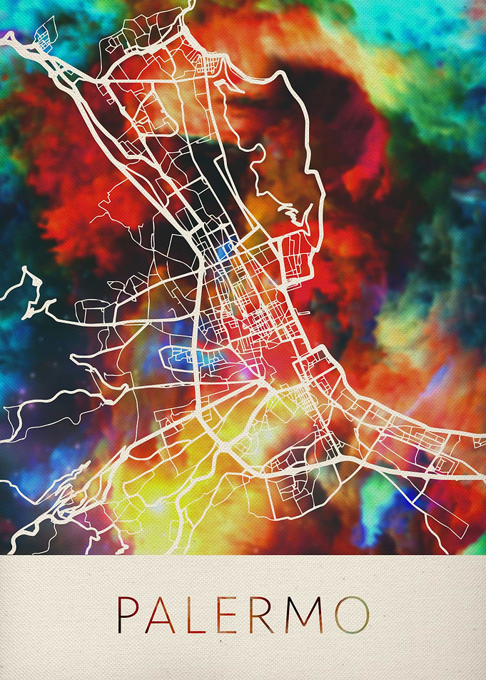 Palermo Watercolor Map