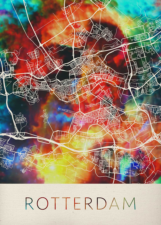Rotterdam Watercolor Map