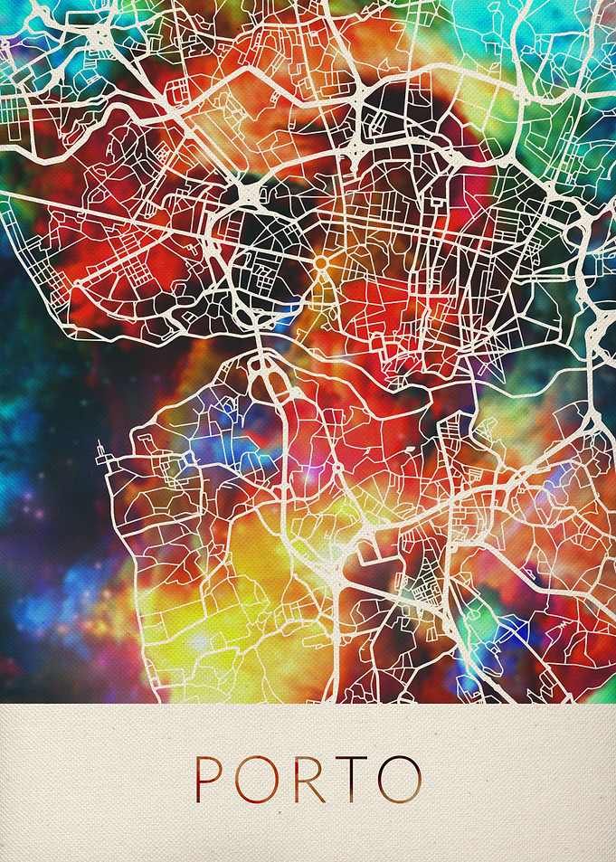 Porto Watercolor City Map