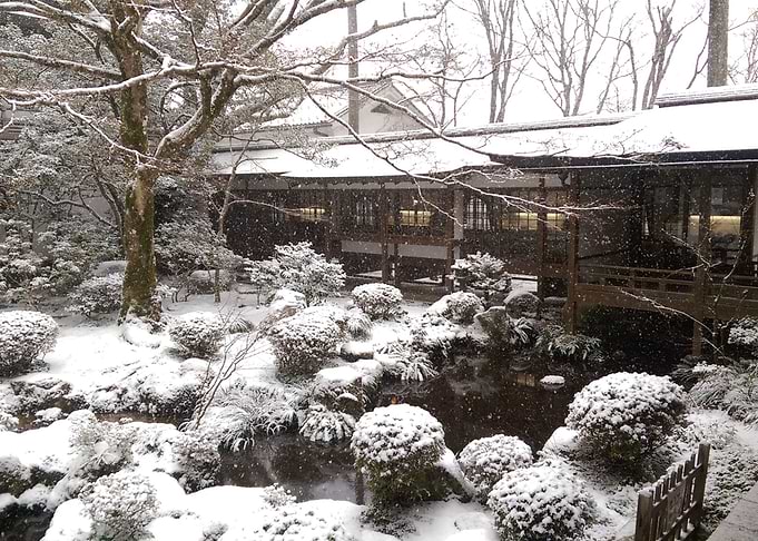 Temple with snow