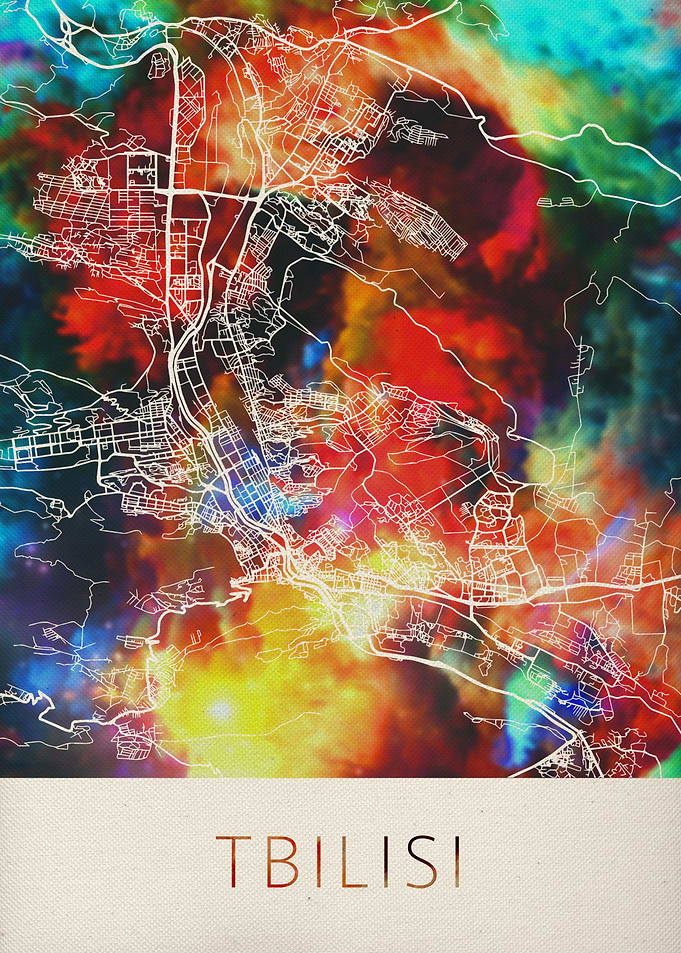Tbilisi Watercolor Map