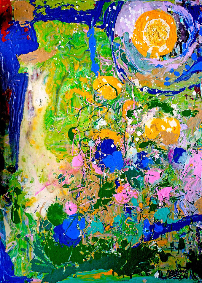 Green Blue Abstract Moon