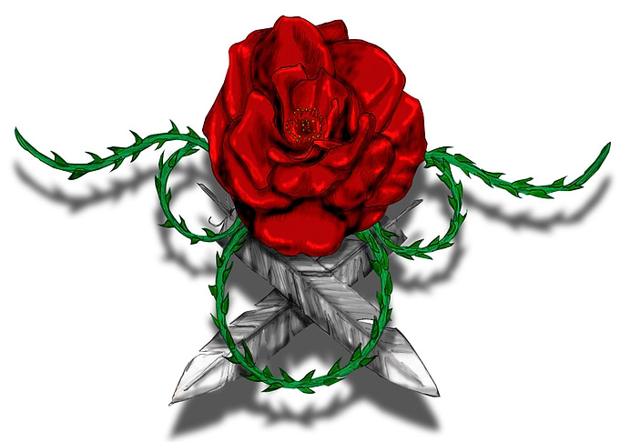 Rose w/ Thorns & Feathers