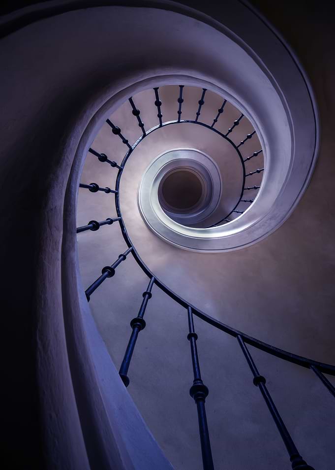 Blue and violet staircase