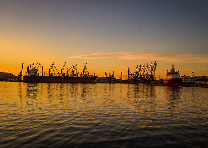 Harbor at sunset