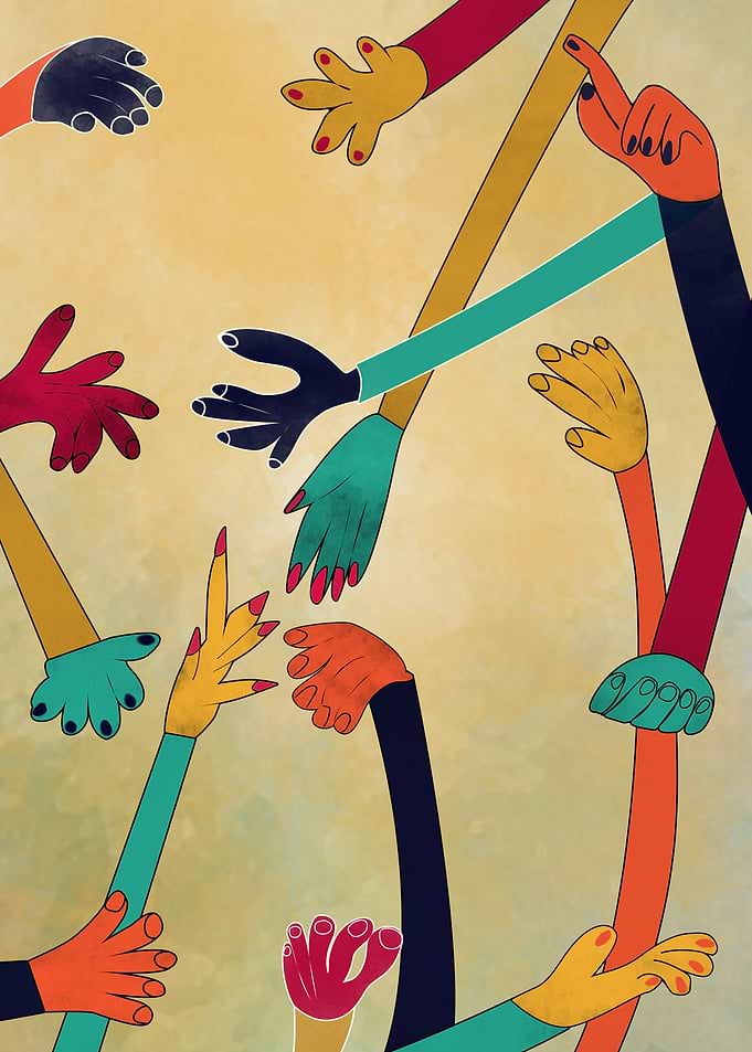 colorful cubism hands