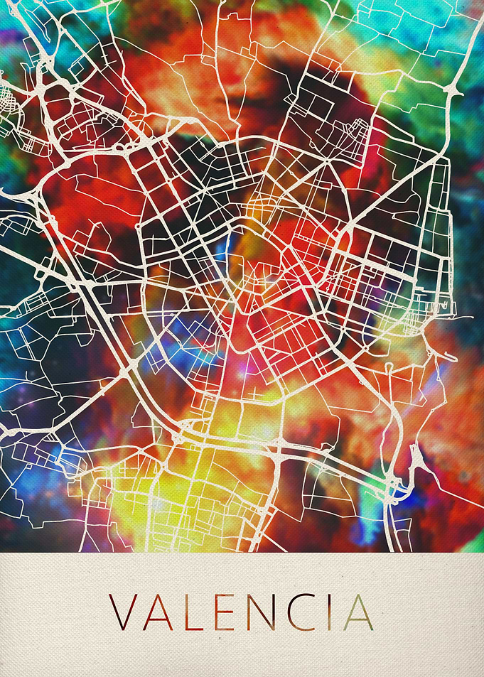 Valencia Watercolor Map