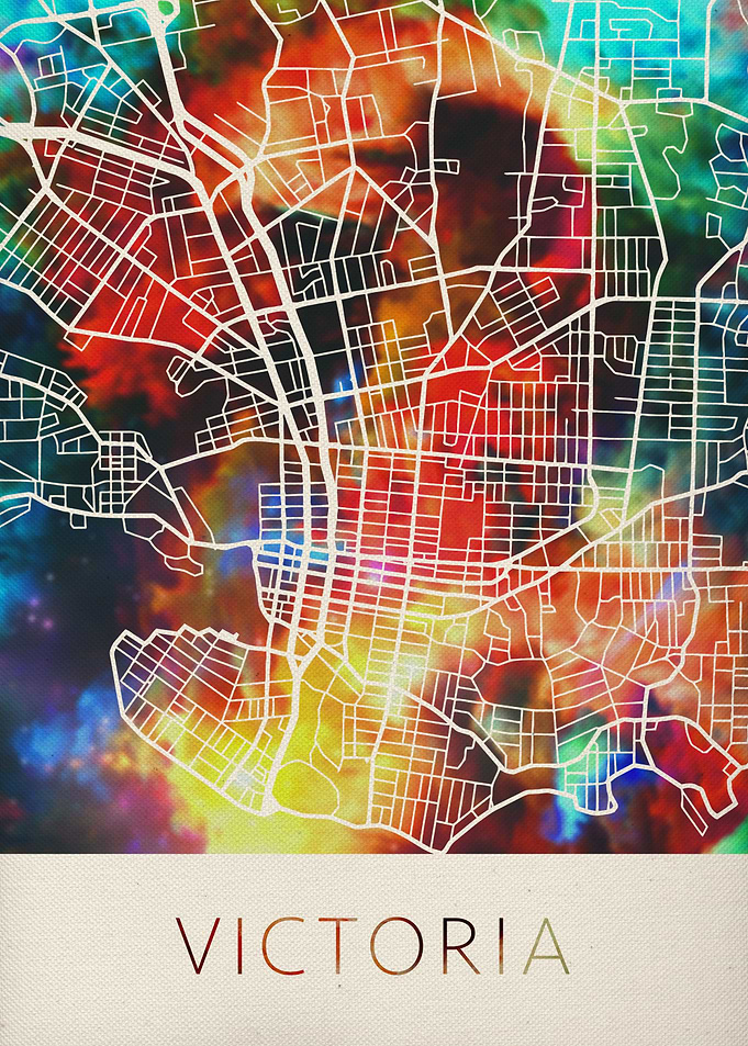 Victoria Watercolor Map