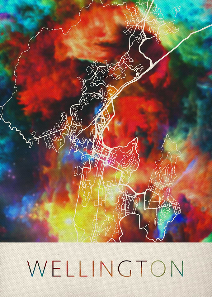 Wellington Watercolor Map