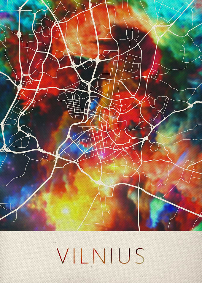 Vilnius Watercolor Map