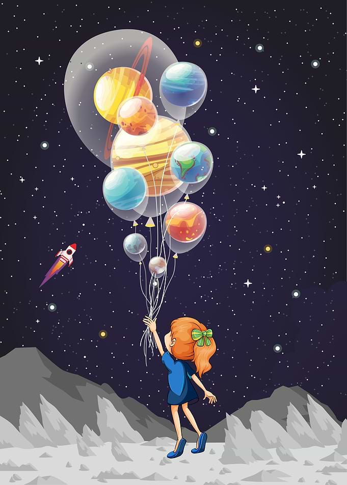 A little dreamer in space