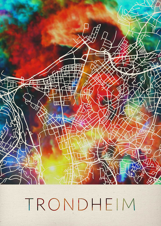 Trondheim Watercolor Map