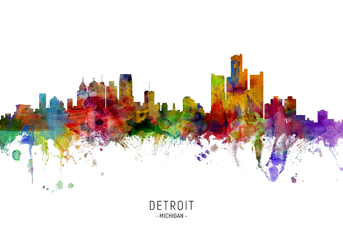 Detroit Michigan Skyline