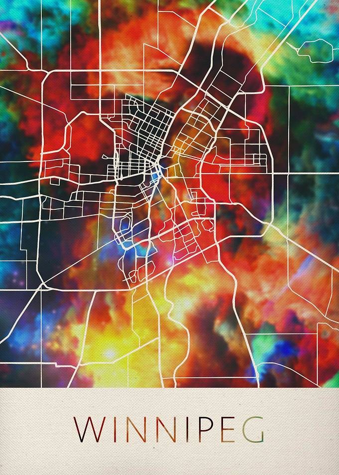 Winnipeg Watercolor Map