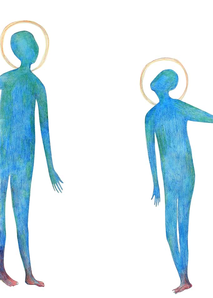two blue persons