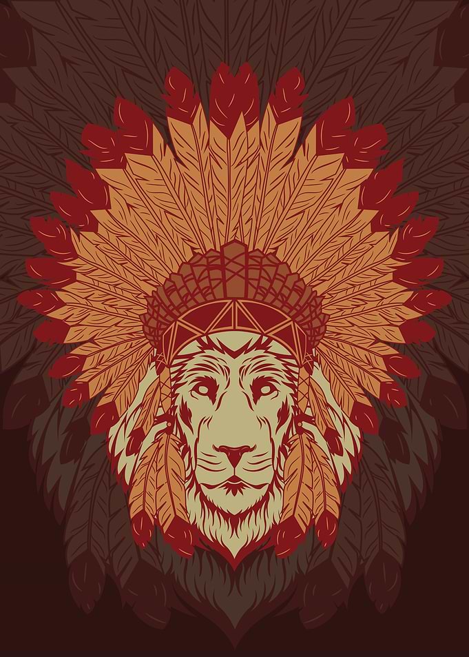 Red Native American Lion