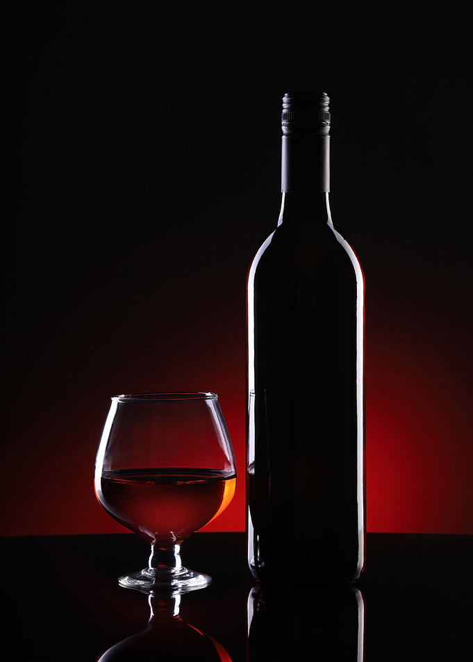 Red Wine Bottle and Glass
