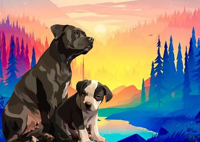 Love baby and mom dog