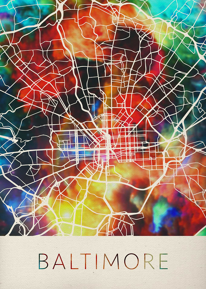 Baltimore Watercolor Map