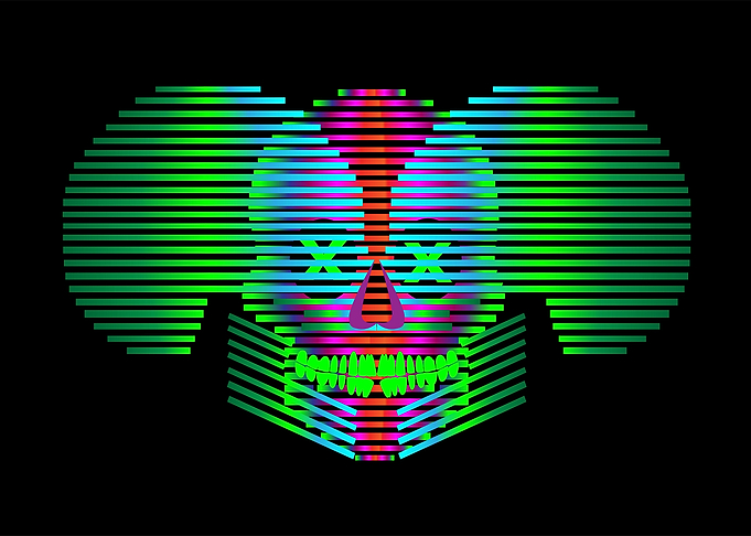 Xray skull icon neon colo