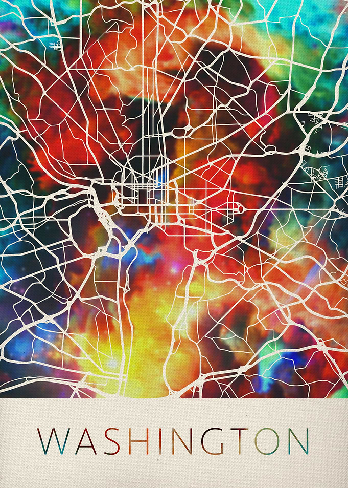 Washington Watercolor Map