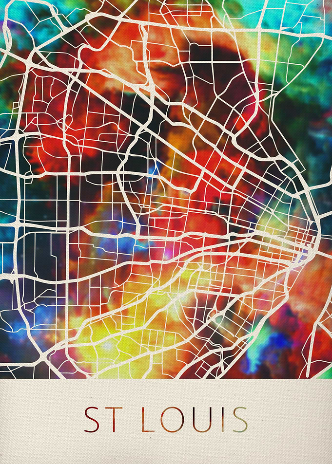 St Louis Watercolor Map