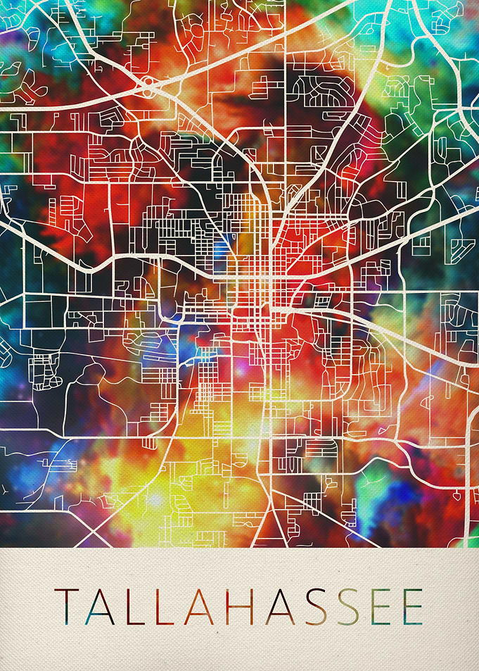Tallahassee Watercolor Map