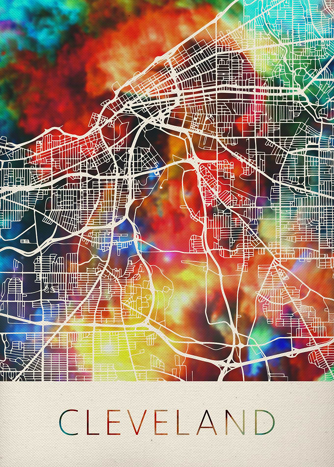 Cleveland Watercolor Map