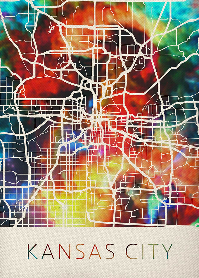 Kansas City Watercolor Map