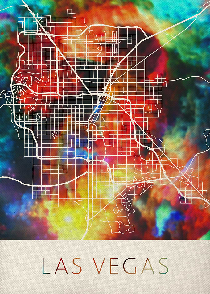 Las Vegas Watercolor Map