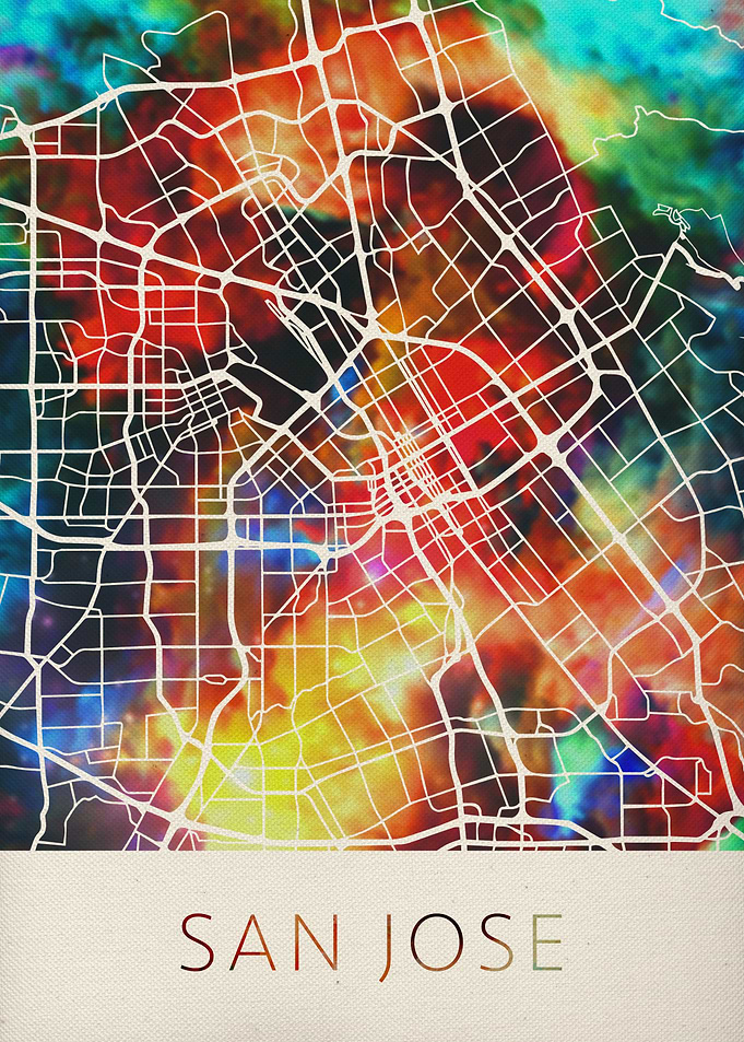 San Jose Watercolor Map