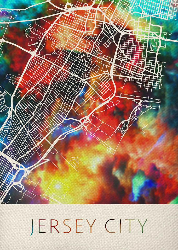 Jersey City Watercolor Map
