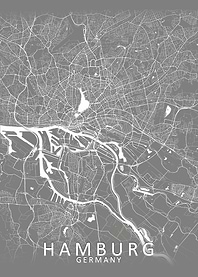Grey 3D Hamburg City Map