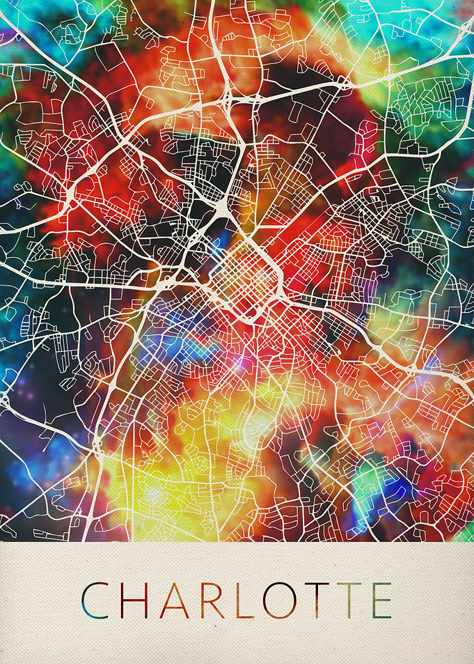 Charlotte Watercolor Map