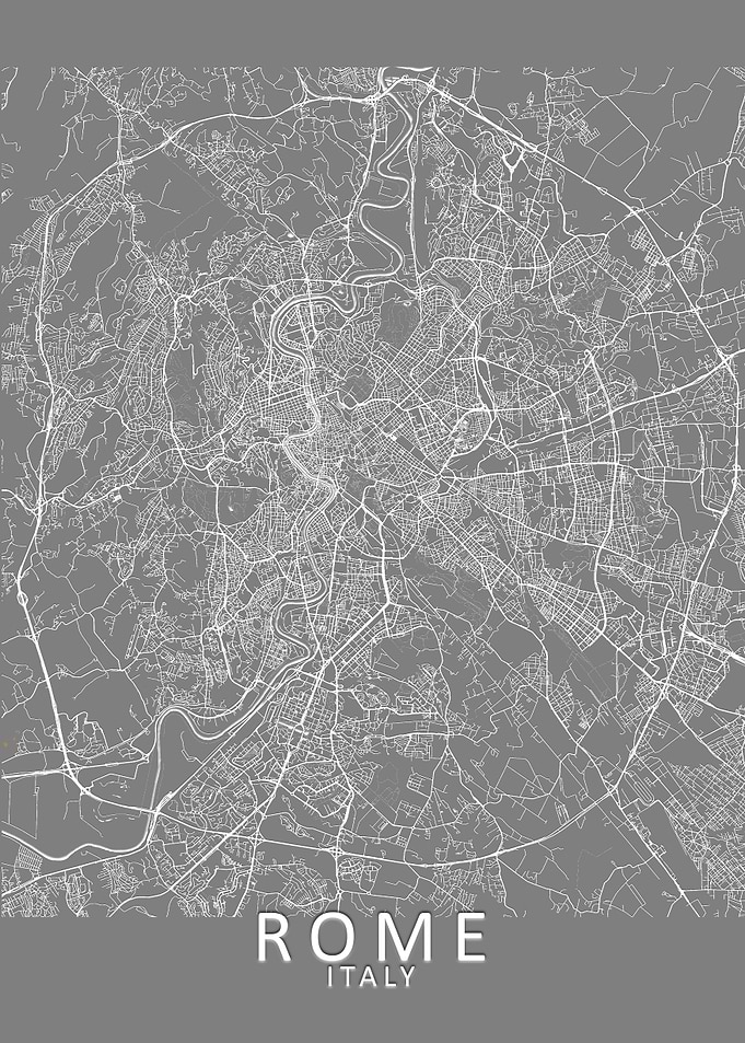 Rome Grey City Map 3D