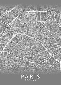Grey 3D Paris City Map