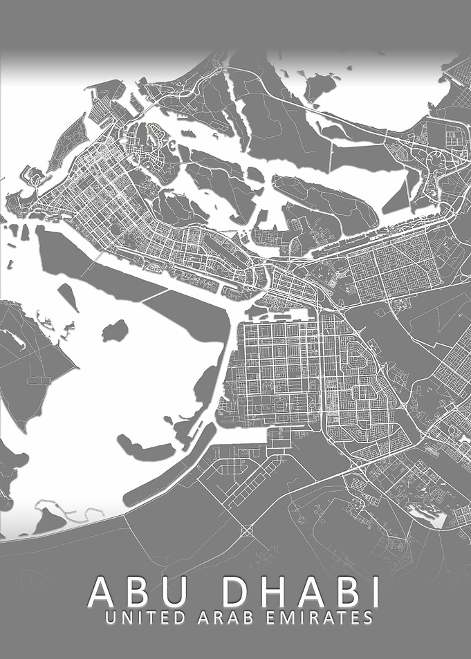 Abu Dhabi Grey 3D city Map