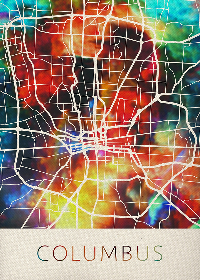 Columbus Watercolor Map