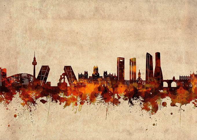 madrid skyline grunge