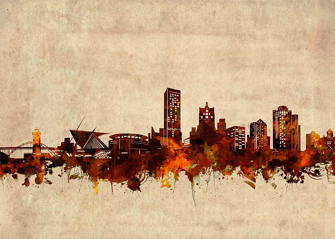 milwaukee skyline grunge