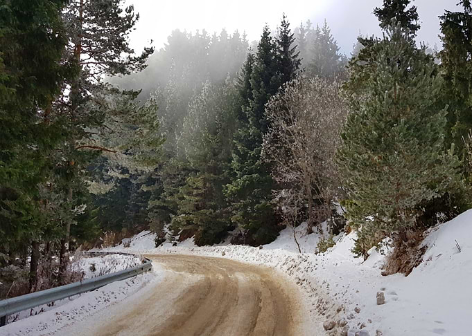 Winter mountain road