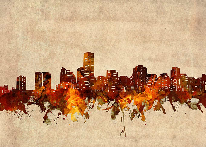 miami skyline grunge