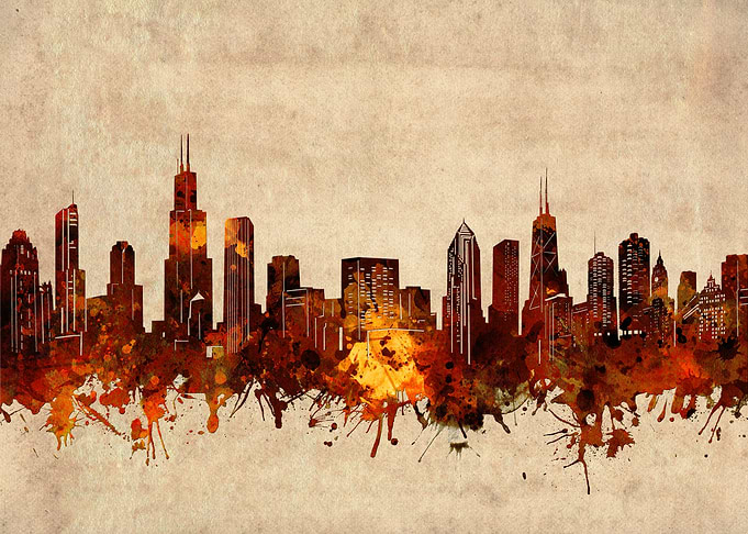 chicago skyline grunge