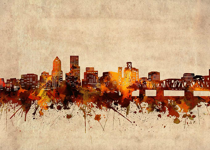 portland skyline grunge
