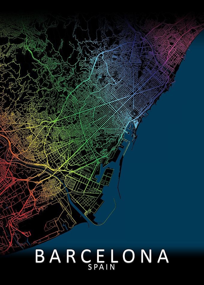 Barcelona Rainbow City Map